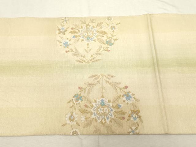 平和屋着物●太鼓柄袋帯　すくい織　草花丸文　金糸　正絹　逸品　CABD4117dy
