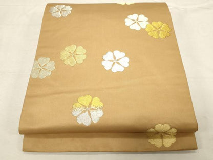 平和屋着物●龍村晋謹製　全通柄袋帯　明月桜　金銀糸　正絹　逸品　CABD4118dy