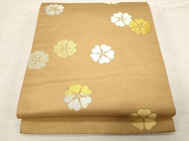 平和屋着物●龍村晋謹製　全通柄袋帯　明月桜　金銀糸　正絹　逸品　CABD4118dy