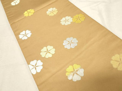 平和屋着物●龍村晋謹製　全通柄袋帯　明月桜　金銀糸　正絹　逸品　CABD4118dy