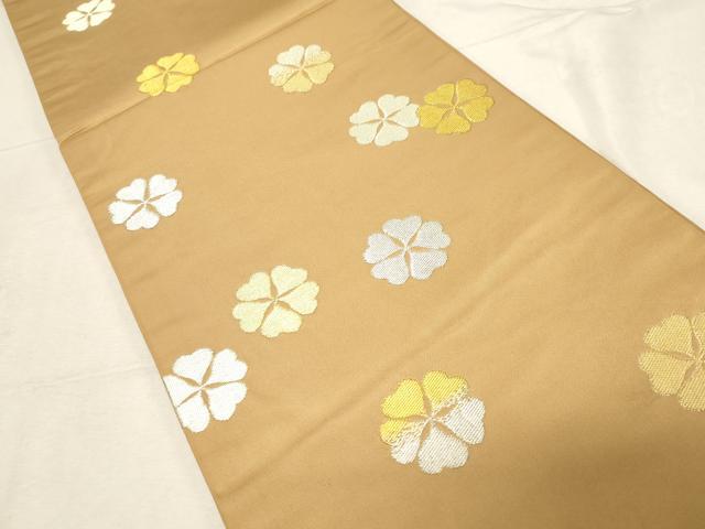 平和屋着物●龍村晋謹製　全通柄袋帯　明月桜　金銀糸　正絹　逸品　CABD4118dy