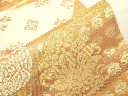 平和屋着物●西陣　川島織物　六通柄　本袋帯　切嵌花鳥丸文　金糸　正絹　逸品　CABD4121dy