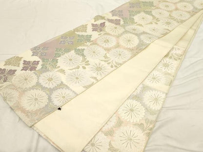 平和屋着物●六通柄袋帯　唐織　菱花文　金糸　正絹　逸品　CABD4122dy