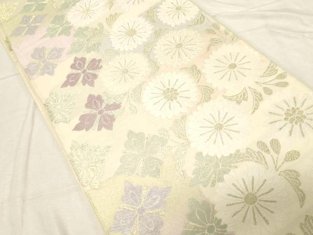 平和屋着物●六通柄袋帯　唐織　菱花文　金糸　正絹　逸品　CABD4122dy