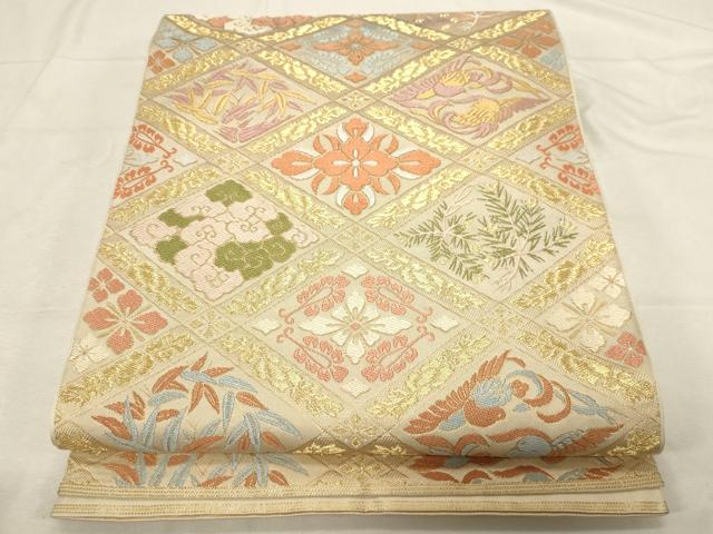 平和屋着物●西陣　川島織物　六通柄　本袋帯　唐織　菱花鳥文　金糸　正絹　逸品　CABD4123dy