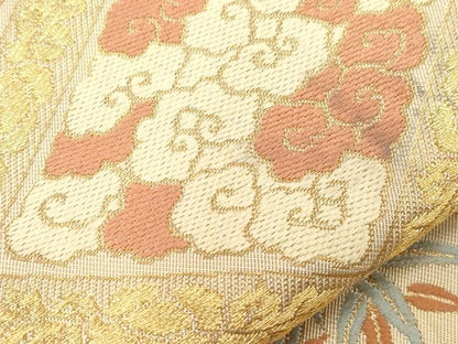 平和屋着物●西陣　川島織物　六通柄　本袋帯　唐織　菱花鳥文　金糸　正絹　逸品　CABD4123dy