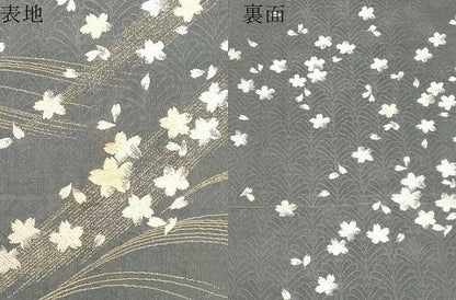 平和屋着物●両面　六通柄袋帯　漢方染　舞花文　金糸　正絹　逸品　CABD4125dy