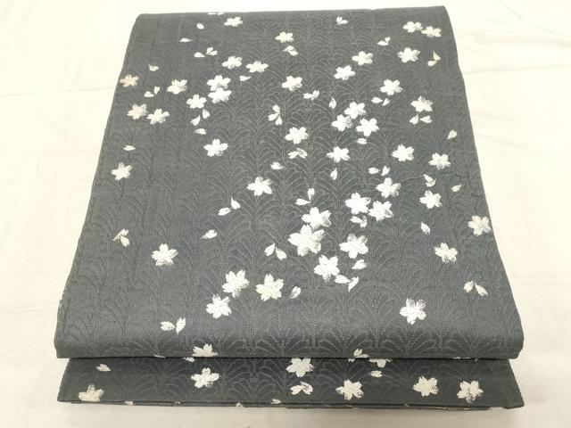 平和屋着物●両面　六通柄袋帯　漢方染　舞花文　金糸　正絹　逸品　CABD4125dy