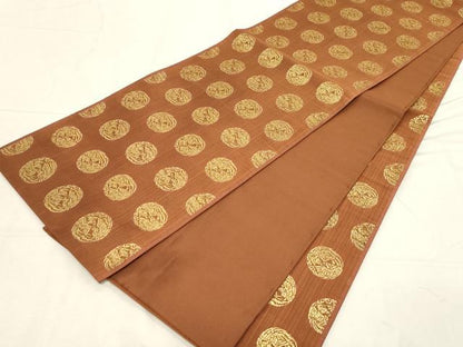 平和屋着物●西陣　織楽浅野　六通柄袋帯　鳥丸文　金糸　正絹　逸品　CABD4128dy
