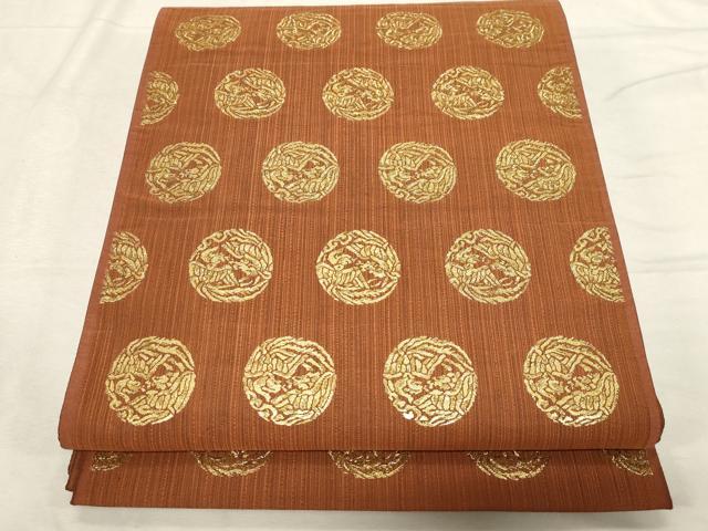 平和屋着物●西陣　織楽浅野　六通柄袋帯　鳥丸文　金糸　正絹　逸品　CABD4128dy