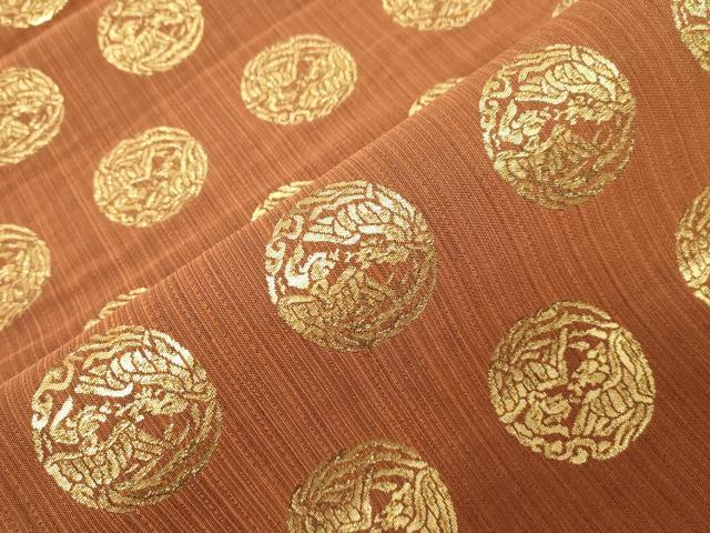 平和屋着物●西陣　織楽浅野　六通柄袋帯　鳥丸文　金糸　正絹　逸品　CABD4128dy