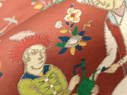 平和屋着物●西陣　川島織物　六通柄　本袋帯　唐織　人物花文　正絹　逸品　未使用　CABD4138dy
