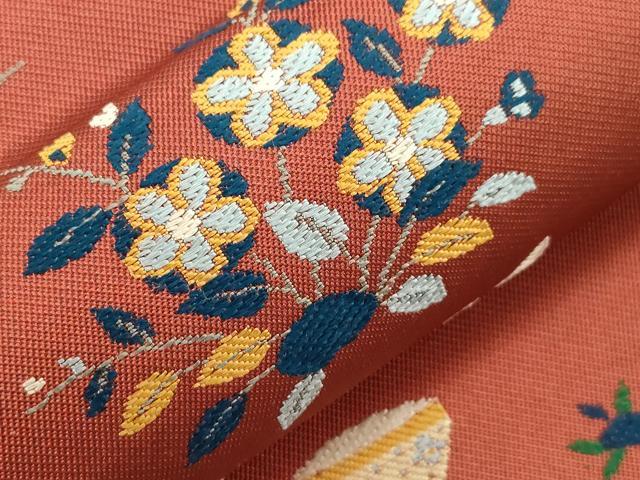 平和屋着物●西陣　川島織物　六通柄　本袋帯　唐織　人物花文　正絹　逸品　未使用　CABD4138dy