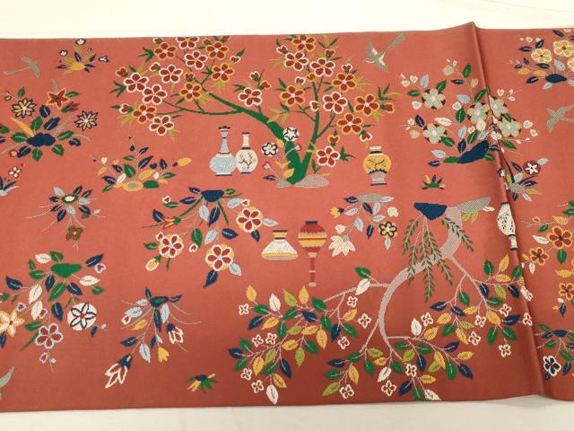 平和屋着物●西陣　川島織物　六通柄　本袋帯　唐織　人物花文　正絹　逸品　未使用　CABD4138dy