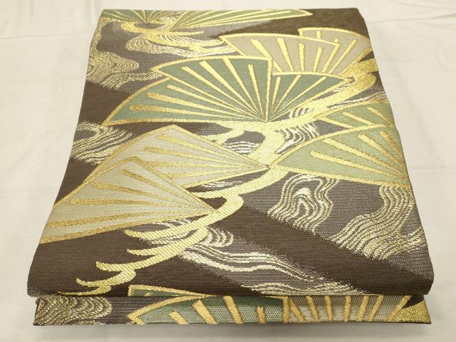 平和屋着物●西陣　川島織物　六通柄　本袋帯　唐織　松葉文　金糸　正絹　逸品　CABD4139dy