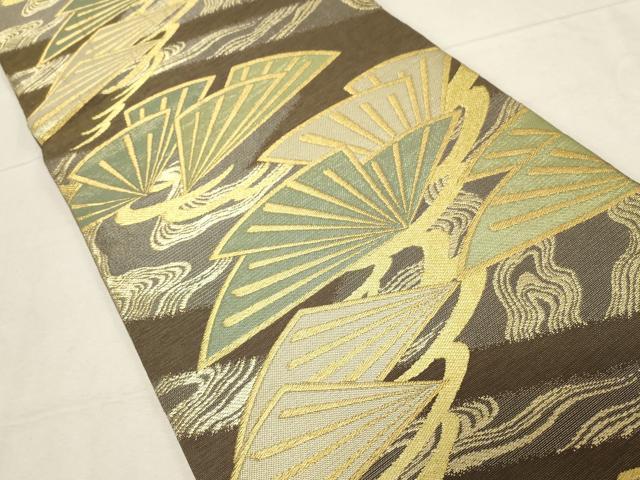 平和屋着物●西陣　川島織物　六通柄　本袋帯　唐織　松葉文　金糸　正絹　逸品　CABD4139dy