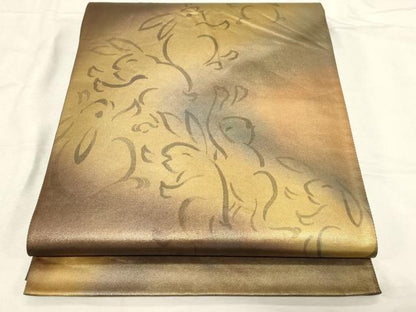 平和屋着物●六通柄袋帯　作家物　兎　金彩　引箔　正絹　逸品　CABD4140dy