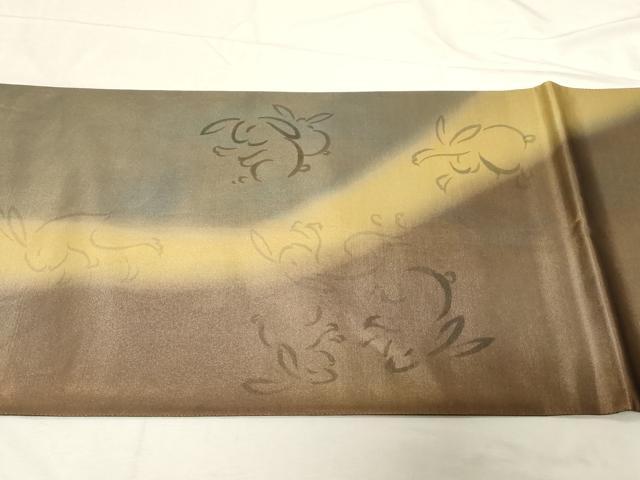 平和屋着物●六通柄袋帯　作家物　兎　金彩　引箔　正絹　逸品　CABD4140dy