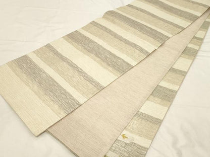 平和屋着物▽太鼓柄袋帯 スリーシーズン 春夏秋 すくい織 横段草木文 金銀糸 正絹 逸品 CABD4143dy