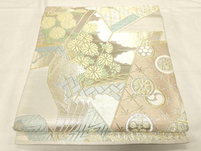 平和屋着物●西陣　川島織物　六通柄　本袋帯　唐織　冊子花文　金銀糸　正絹　逸品　CABD4145dy