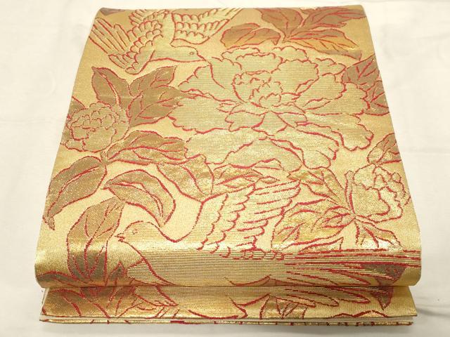 平和屋着物●龍村美術織物　龍村製　六通柄袋帯　花鳥苑錦　金糸　正絹　逸品　CABD4146dy