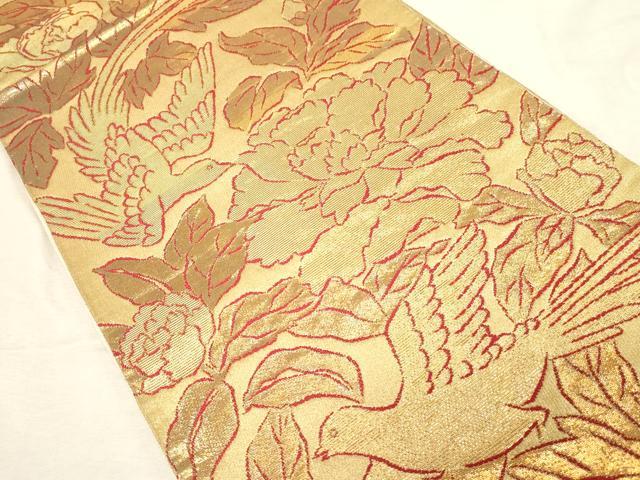 平和屋着物●龍村美術織物　龍村製　六通柄袋帯　花鳥苑錦　金糸　正絹　逸品　CABD4146dy