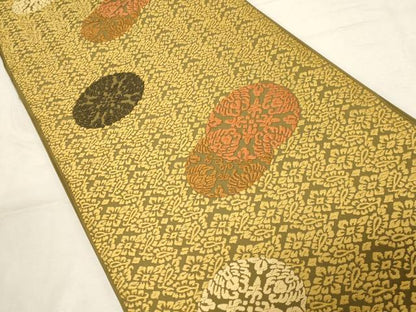 平和屋着物●六通柄袋帯　唐織　吉祥花丸文　正絹　逸品　CABD4151dy