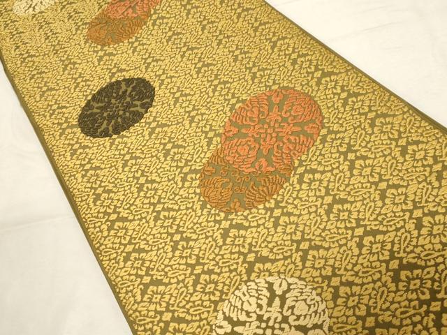 平和屋着物●六通柄袋帯　唐織　吉祥花丸文　正絹　逸品　CABD4151dy
