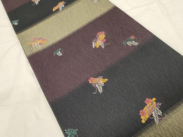 平和屋着物●六通柄袋帯　唐織　花筏　正絹　逸品　CABD4159dy