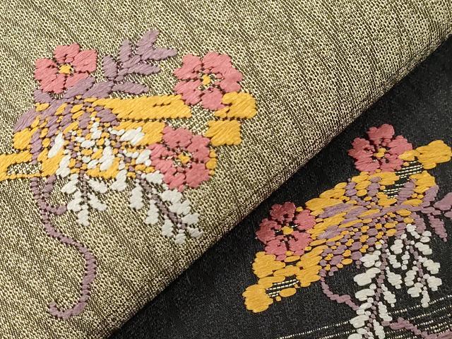 平和屋着物●六通柄袋帯　唐織　花筏　正絹　逸品　CABD4159dy