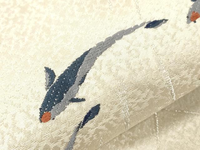 平和屋着物●太鼓柄袋帯　唐織　作家物　金魚　金銀糸　正絹　逸品　CABD4160dy