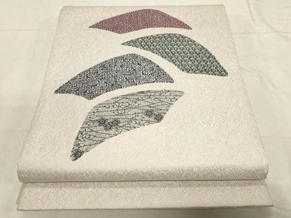 平和屋着物●東京染伝統工芸士　金田昇 　両面　太鼓柄袋帯　作家物　草花文　さが美扱い　正絹　逸品　CABD4162dy