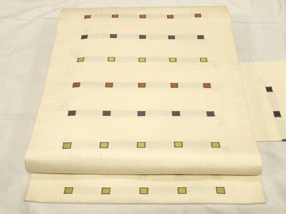 平和屋着物●九寸名古屋帯　幾何学文　正絹　逸品　CABD4167dy