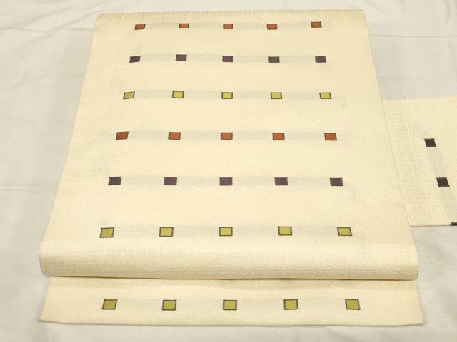 平和屋着物●九寸名古屋帯　幾何学文　正絹　逸品　CABD4167dy