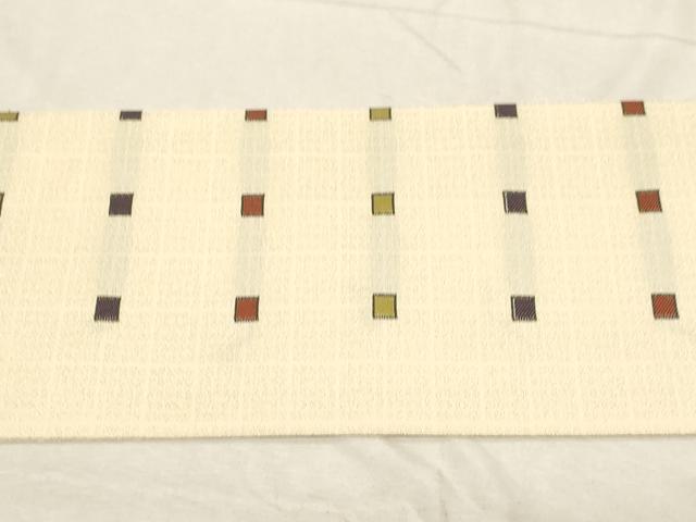 平和屋着物●九寸名古屋帯　幾何学文　正絹　逸品　CABD4167dy