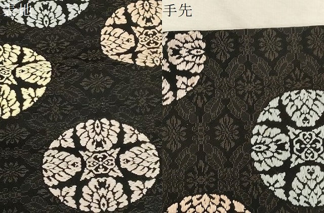 平和屋着物●九寸名古屋帯　唐織　花丸文　黒地　正絹　逸品　CABD4169dy