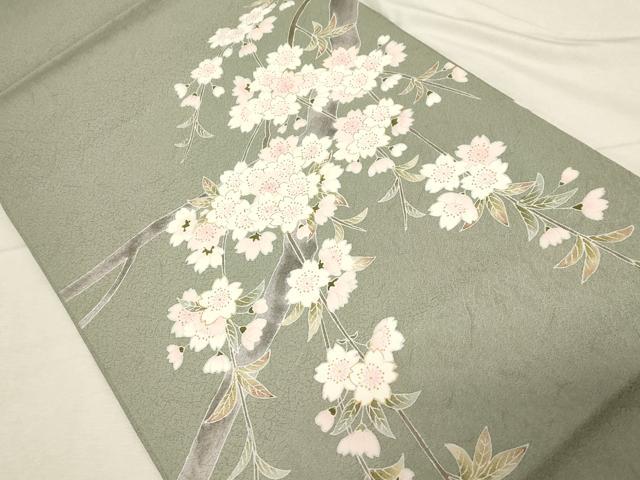 平和屋着物●九寸開き名古屋帯　作家物　枝桜文　金彩　正絹　逸品　CABD4172dy