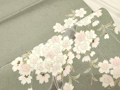 平和屋着物●九寸開き名古屋帯　作家物　枝桜文　金彩　正絹　逸品　CABD4172dy