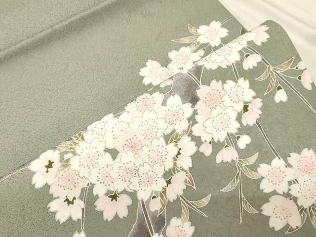 平和屋着物●九寸開き名古屋帯　作家物　枝桜文　金彩　正絹　逸品　CABD4172dy