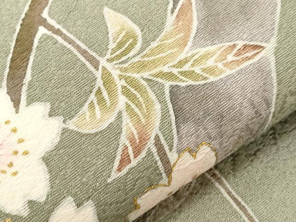 平和屋着物●九寸開き名古屋帯　作家物　枝桜文　金彩　正絹　逸品　CABD4172dy