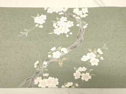 平和屋着物●九寸開き名古屋帯　作家物　枝桜文　金彩　正絹　逸品　CABD4172dy