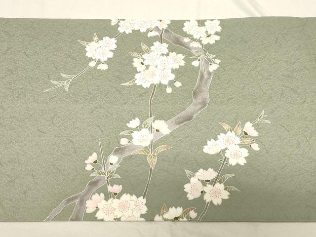 平和屋着物●九寸開き名古屋帯　作家物　枝桜文　金彩　正絹　逸品　CABD4172dy