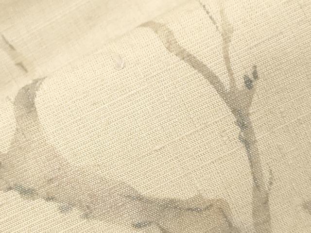 平和屋着物●九寸名古屋帯　手描き　紬地　草花文　金通し地　正絹　逸品　CABD4175dy