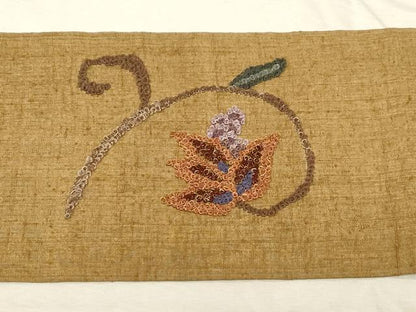 平和屋着物●九寸名古屋帯　紬地　総刺繍　草花文　金糸　正絹　逸品　未使用　CABD4176dy