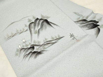 平和屋着物●九寸名古屋帯　作家物　手描き　遠山文　逸品　CABD4177dy
