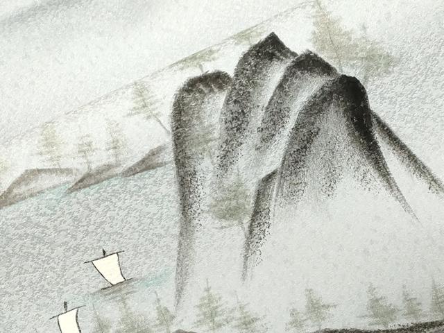 平和屋着物●九寸名古屋帯　作家物　手描き　遠山文　逸品　CABD4177dy