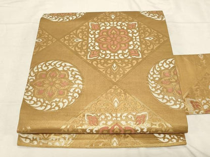 平和屋着物●九寸名古屋帯　吉祥花文　金糸　正絹　逸品　CABD4178dy