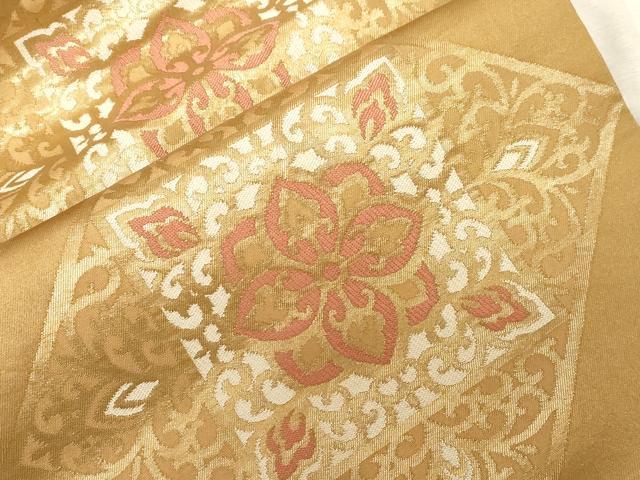 平和屋着物●九寸名古屋帯　吉祥花文　金糸　正絹　逸品　CABD4178dy