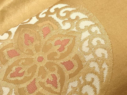 平和屋着物●九寸名古屋帯　吉祥花文　金糸　正絹　逸品　CABD4178dy