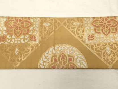 平和屋着物●九寸名古屋帯　吉祥花文　金糸　正絹　逸品　CABD4178dy